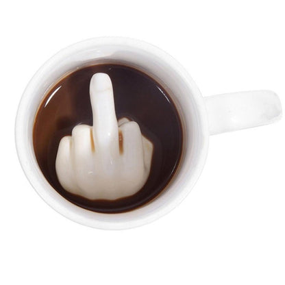 Creative Design White Middle Finger Mug Novelty Style Mixing Coffee Milk Cup Funny Ceramic Mug Water Cup The Artful Oracle