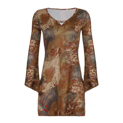 Street Spice Retro Floral Flared Sleeve Dress The Artful Oracle