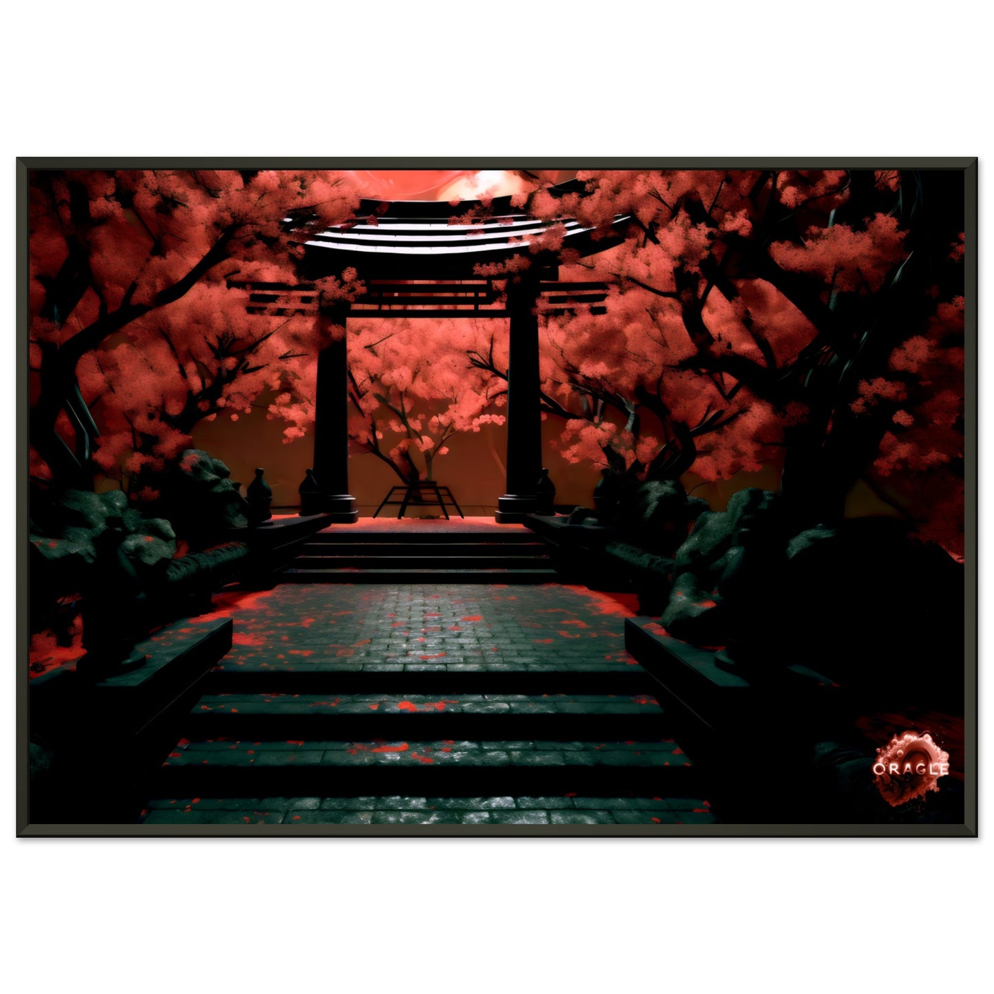 Crimson Nocturne: A Japanese Moonlit Tale - Classic Matte Paper Metal Framed Poster Gelato