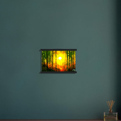 Dawn's Embrace: Illumination of the Forest - Premium Matte Paper Wooden Framed Poster Gelato