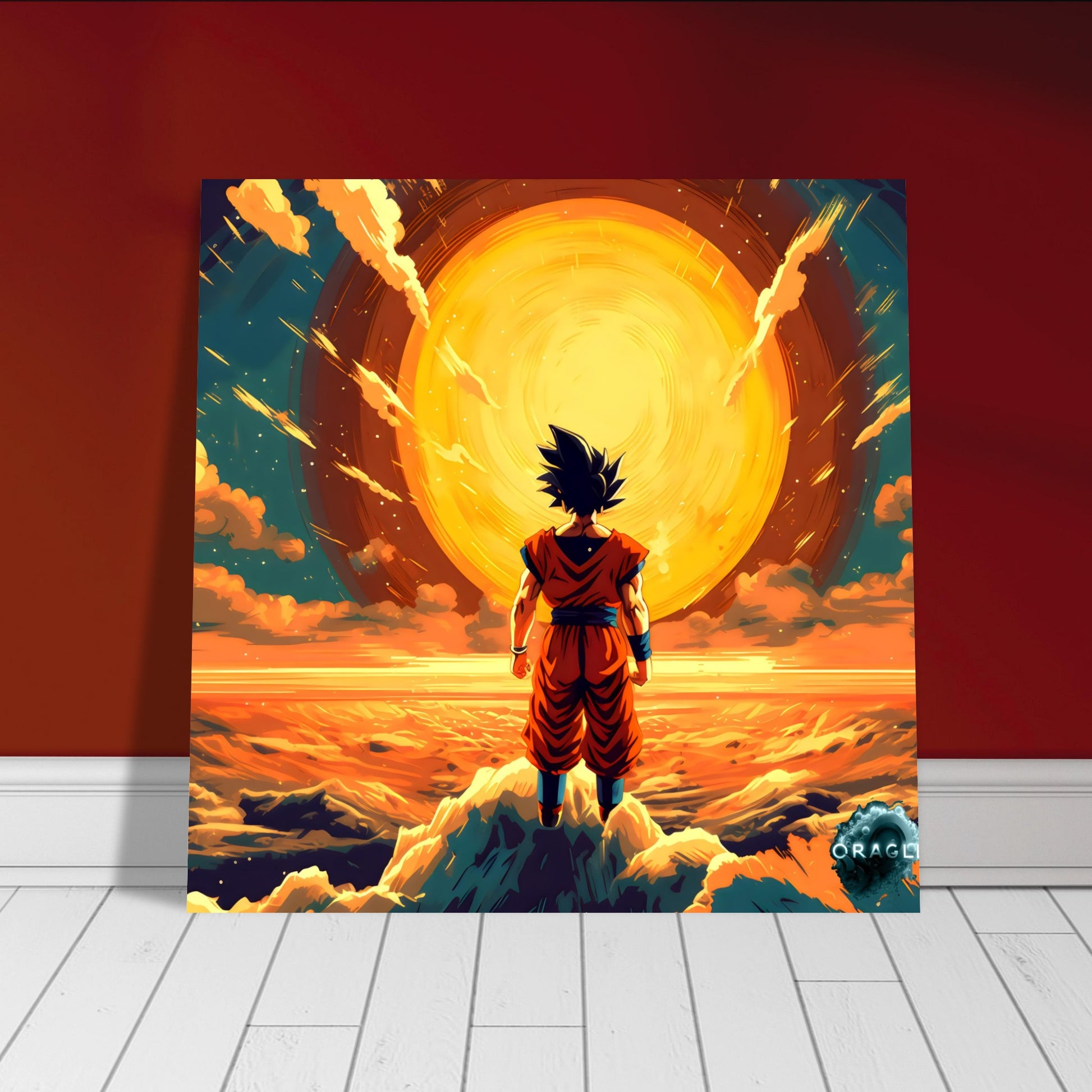 Goku on top of World - Aluminum Print Gelato