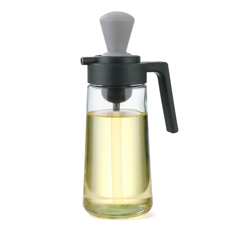 Household Kitchen Sauce Bottle Press Spice Jar Multi-functional Two-in-one Glass Oiler Containing Silicone Brush The Artful Oracle