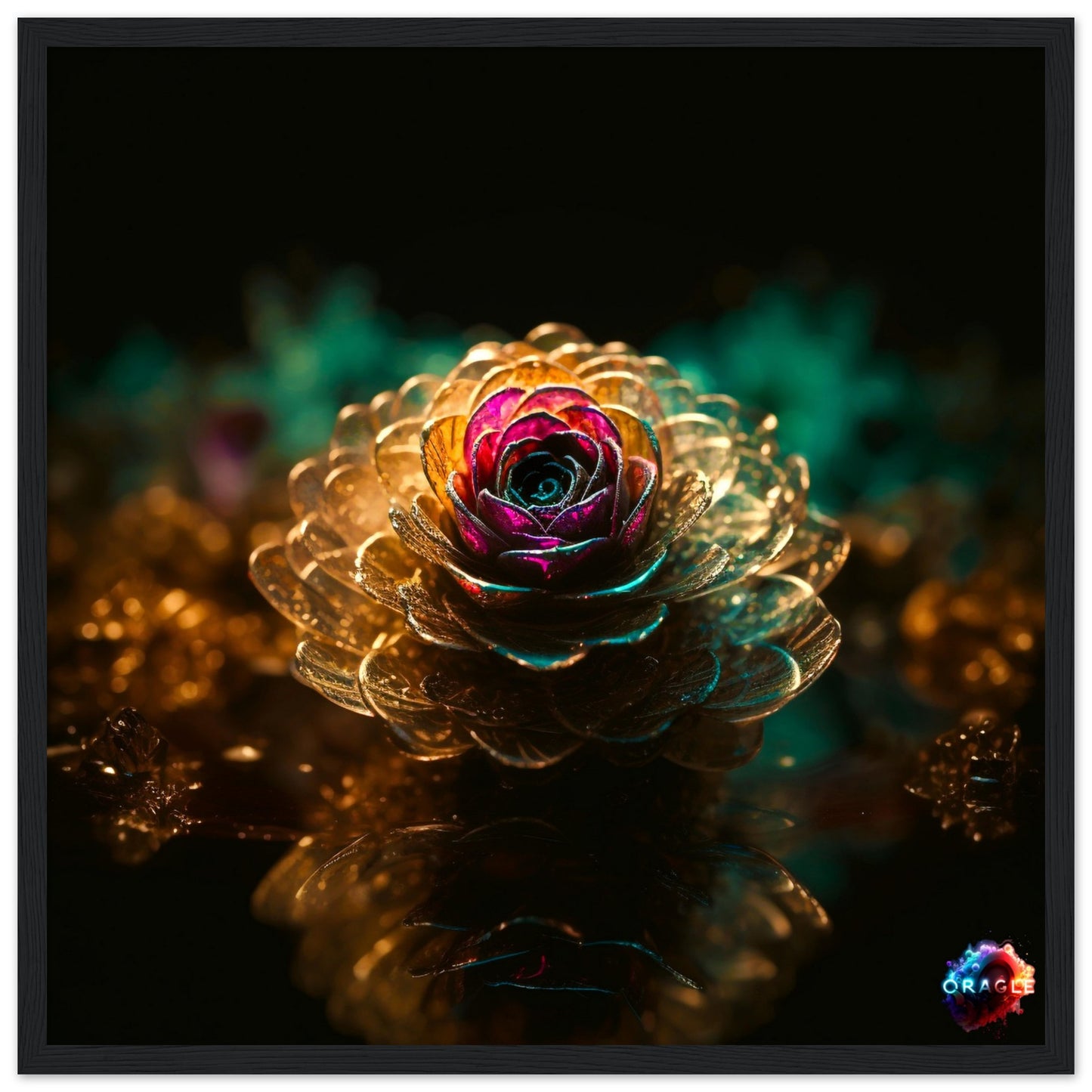 Unfolding Beauty: A Rose's Captivating Grace- Premium Matte Paper Wooden Framed Poster - Premium Matte Paper Poster - Premium Matte Paper Wooden Framed Poster Gelato