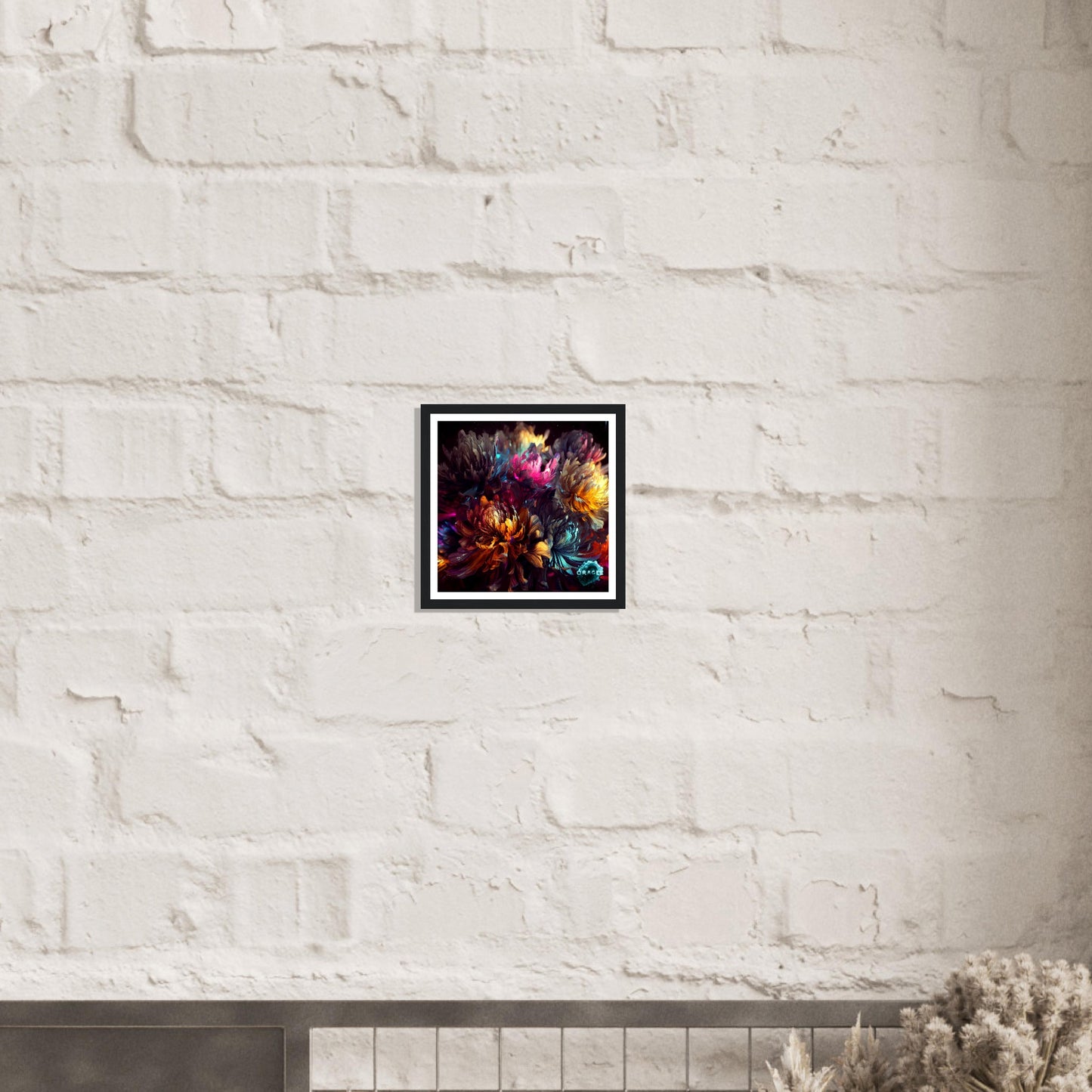 Luminous Bloom: The Neon Dance of Flowers- Premium Matte Paper Wooden Framed Poster Gelato