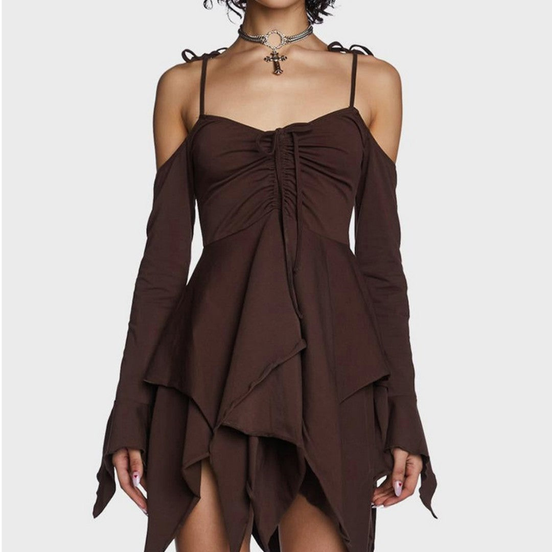 Pleating Halloween Performance Wear Irregular Spaghetti-strap Dress The Artful Oracle