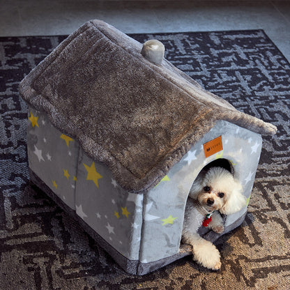 Foldable Dog House Pet Cat Bed Winter Dog Villa Sleep Kennel Removable Nest Warm Enclosed Cave Sofa Pets Supplies The Artful Oracle