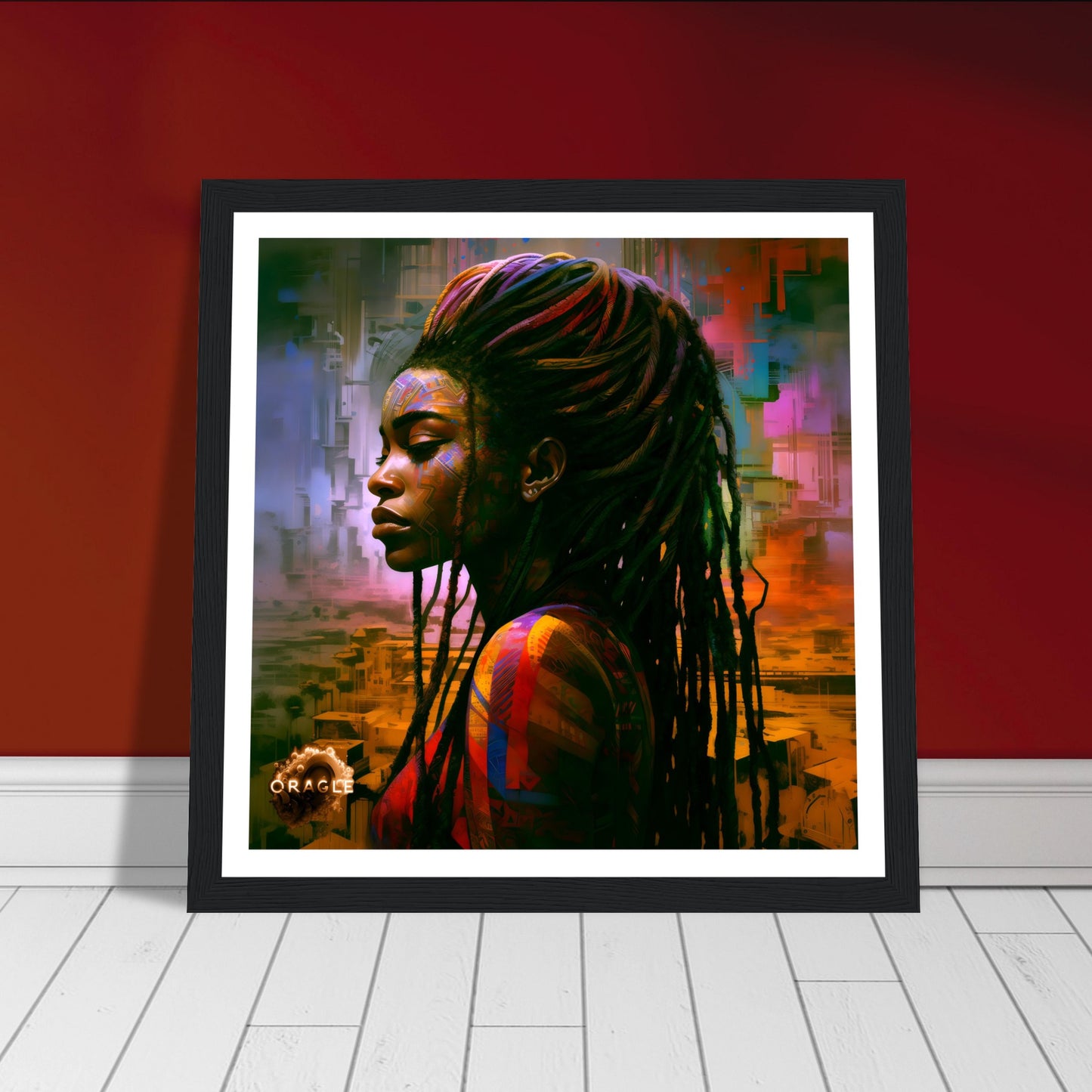 African Rapunzel: The Tale of Enchanting Tresses - Premium Matte Paper Wooden Framed Poster Gelato