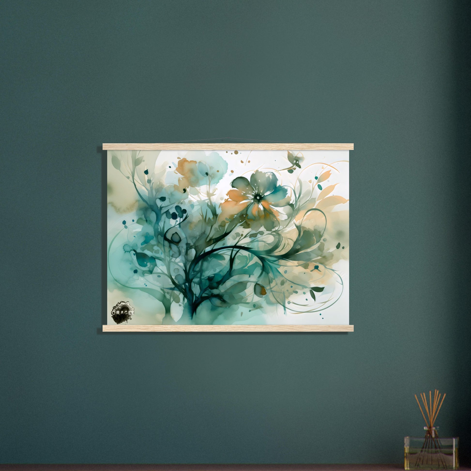 Blooming Tides: The Watercolor Flower Dance - Premium Matte Paper Wooden Framed Poster Gelato