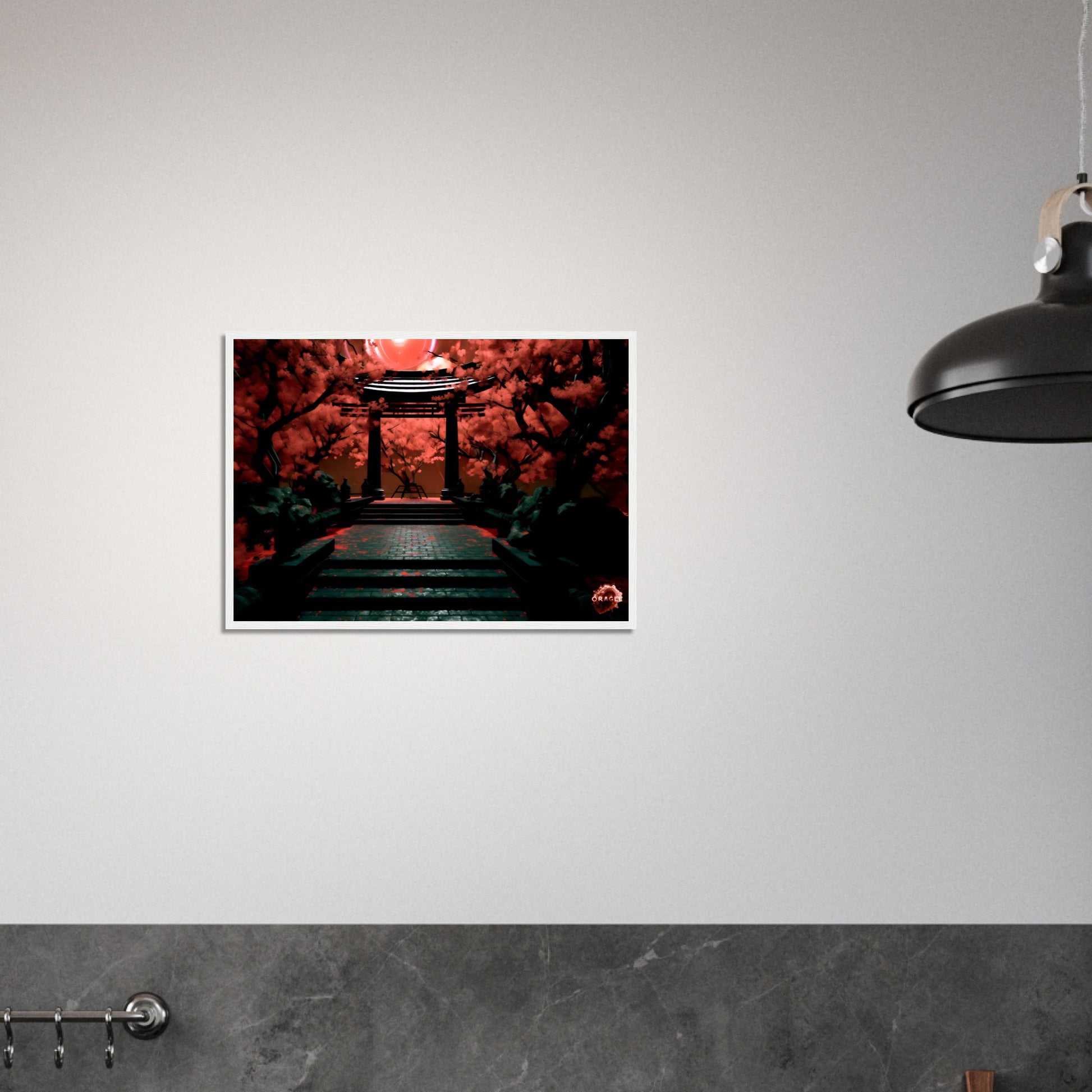 Crimson Nocturne: A Japanese Moonlit Tale- Premium Matte Paper Wooden Framed Poster Gelato