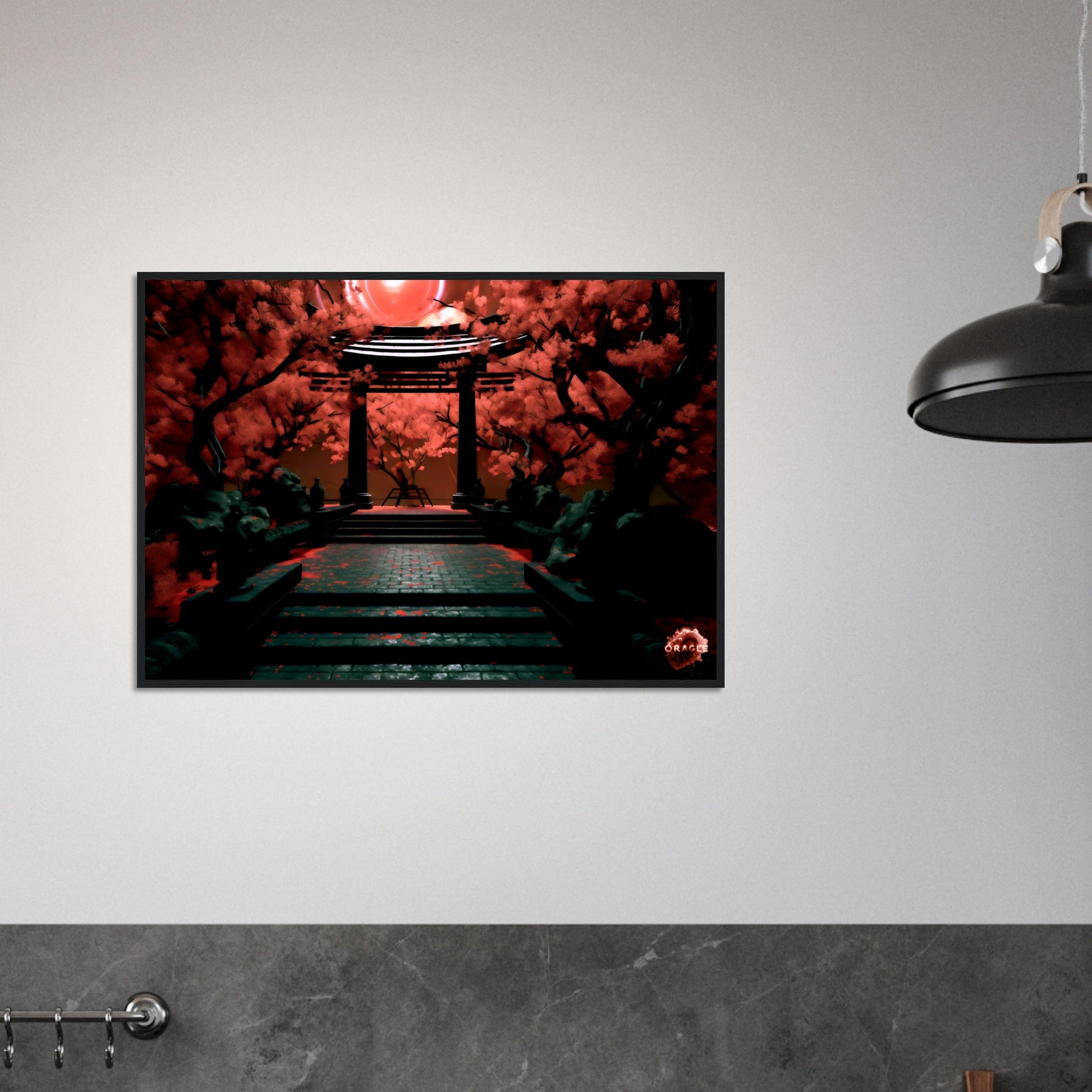 Crimson Nocturne: A Japanese Moonlit Tale- Premium Matte Paper Wooden Framed Poster Gelato