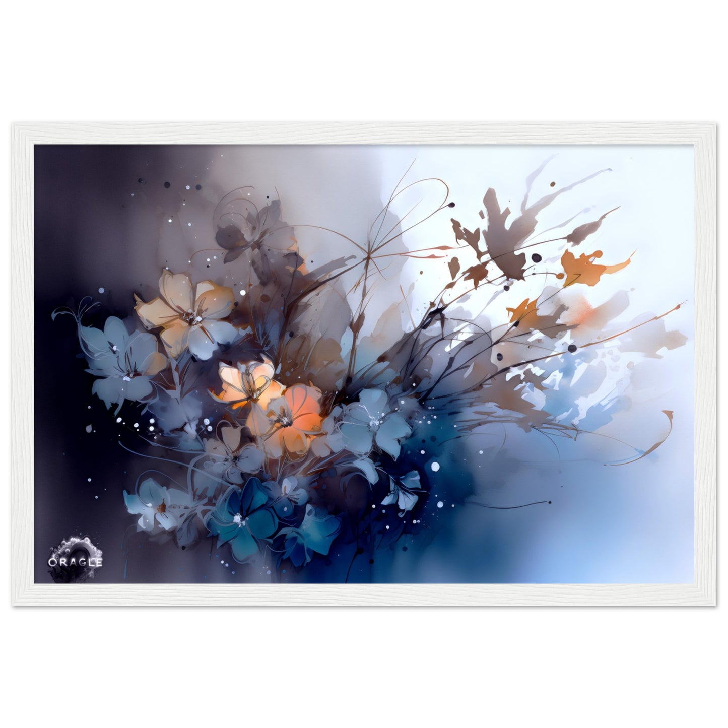 Aqua Blossoms: Watercolor Floral Splendor - Premium Matte Paper Wooden Framed Poster Gelato