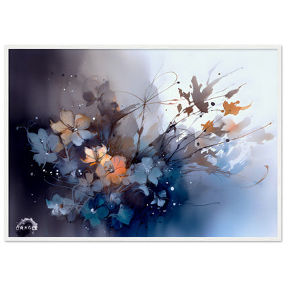 Aqua Blossoms: Watercolor Floral Splendor - Museum-Quality Matte Paper Wooden Framed Poster Gelato