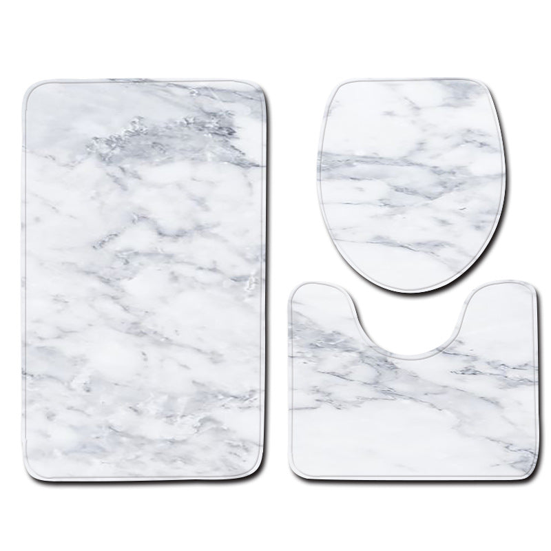 Marble Toilet Three-Piece Floor Mat Door Mat Bathroom Carpet The Artful Oracle