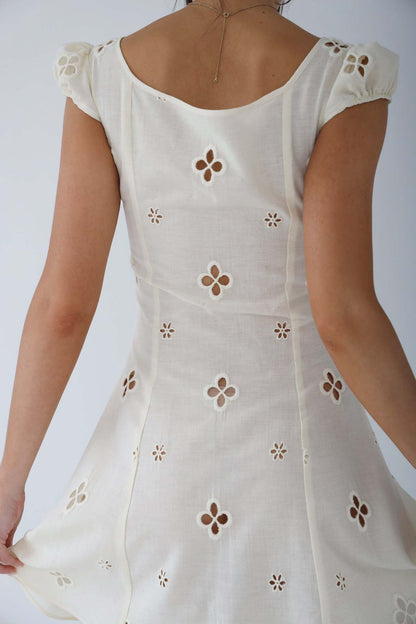 Trendy Mid-length Cotton Embroidered Dress The Artful Oracle