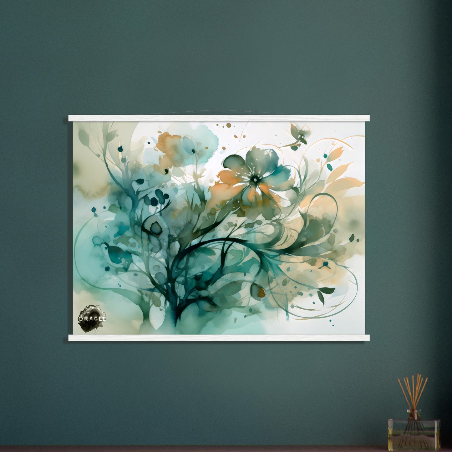 Blooming Tides: The Watercolor Flower Dance - Premium Matte Paper Wooden Framed Poster Gelato