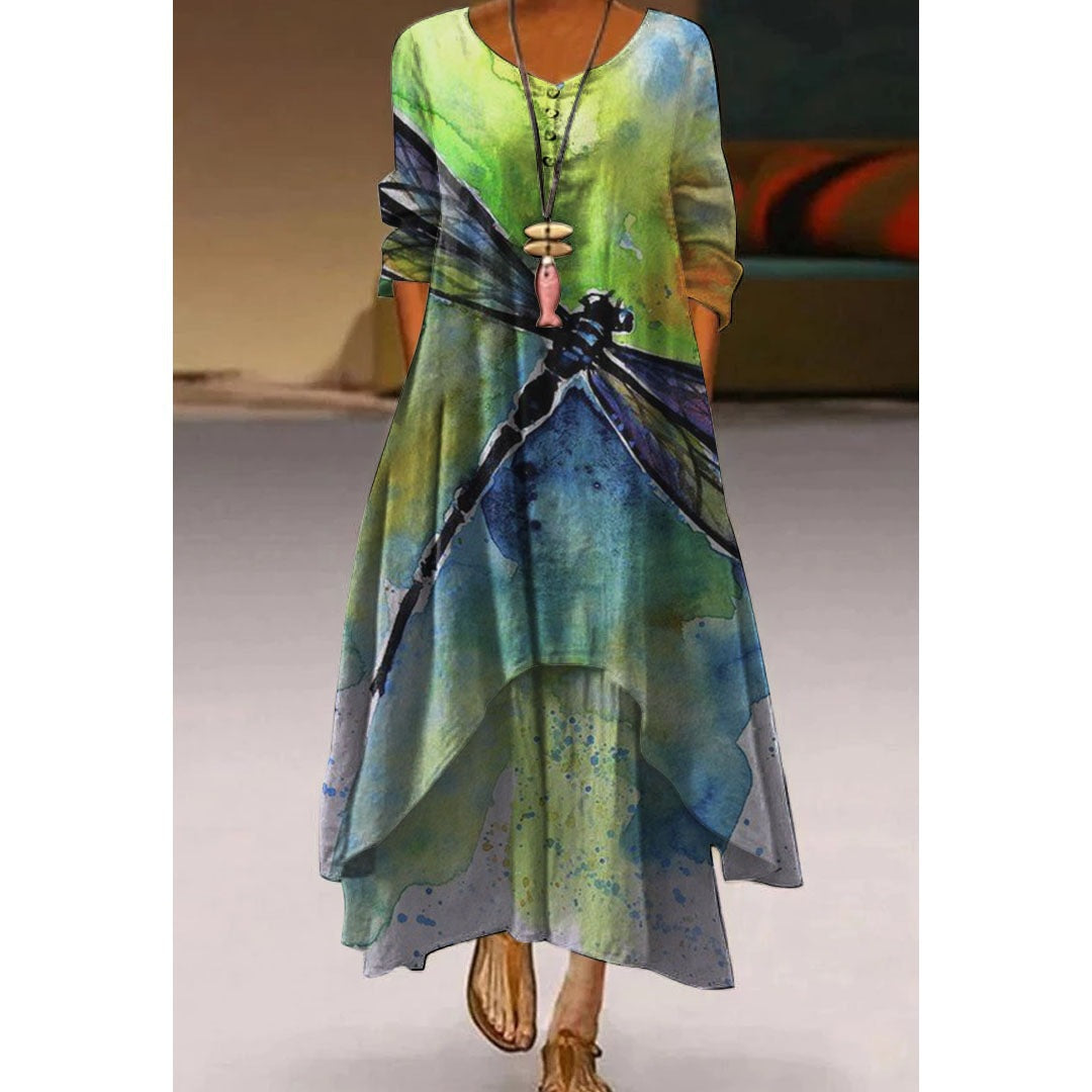 Fashion Printed Long Sleeve Dress Women The Artful Oracle