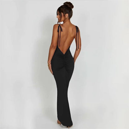 European And American Style Sexy Backless Lace Up Slim-fit Sheath Dress The Artful Oracle