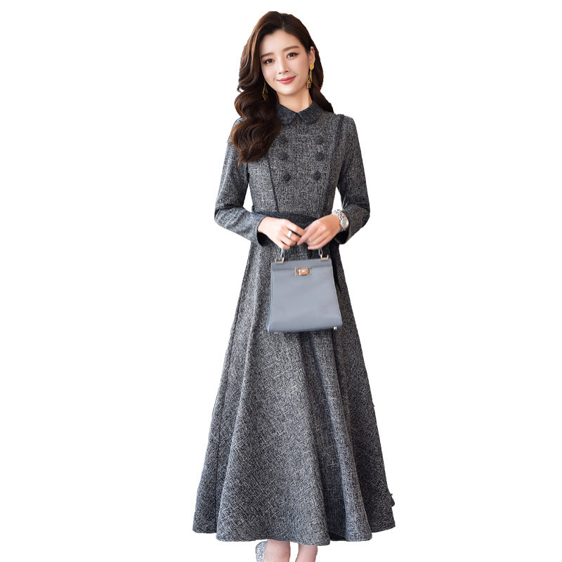 Fashionable Dress With Thin Lapel Long And Large Swing Skirt The Artful Oracle