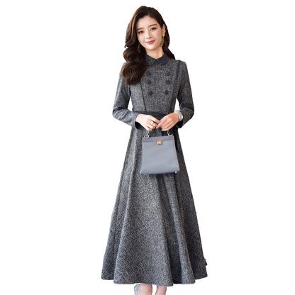 Fashionable Dress With Thin Lapel Long And Large Swing Skirt The Artful Oracle