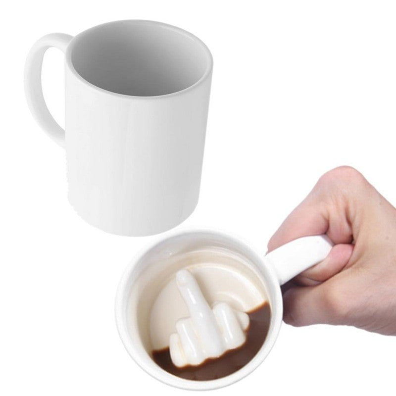 Creative Design White Middle Finger Mug Novelty Style Mixing Coffee Milk Cup Funny Ceramic Mug Water Cup The Artful Oracle