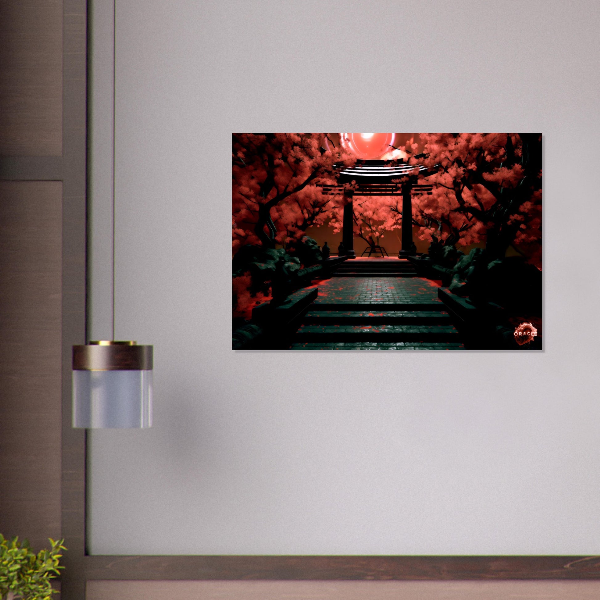 Crimson Nocturne: A Japanese Moonlit Tale- Premium Matte Paper Wooden Framed Poster Gelato