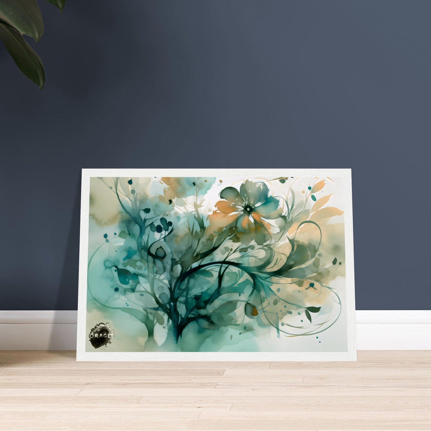 Blooming Tides: The Watercolor Flower Dance - Premium Matte Paper Wooden Framed Poster Gelato