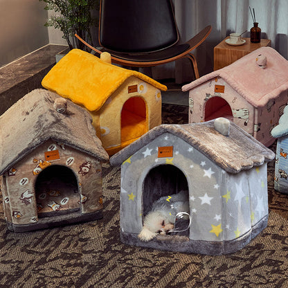 Foldable Dog House Pet Cat Bed Winter Dog Villa Sleep Kennel Removable Nest Warm Enclosed Cave Sofa Pets Supplies The Artful Oracle