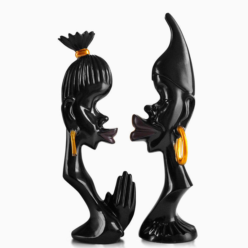 Black Couple Ornament Decoration Abstract Art Sculpture The Artful Oracle