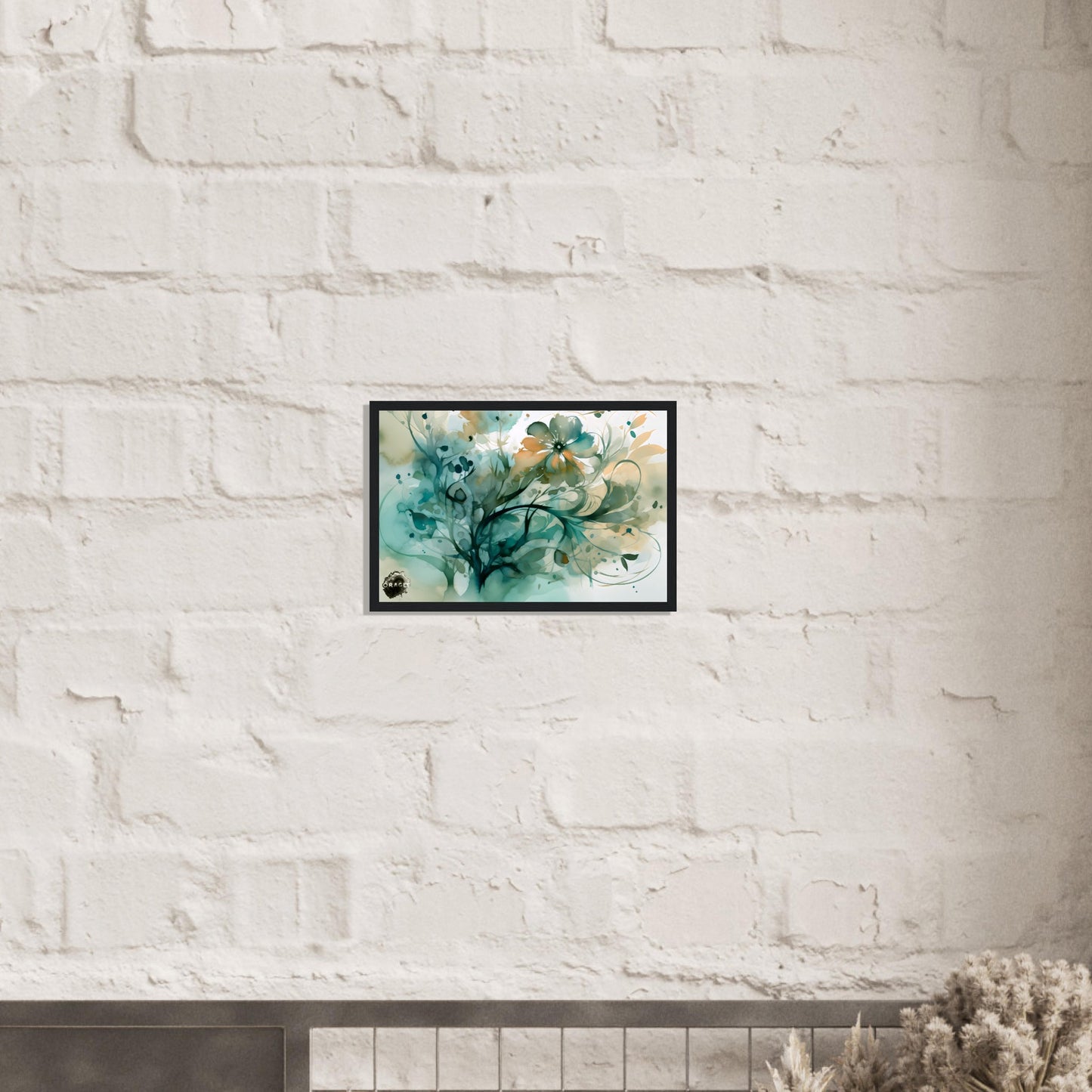 Blooming Tides: The Watercolor Flower Dance - Premium Matte Paper Wooden Framed Poster Gelato