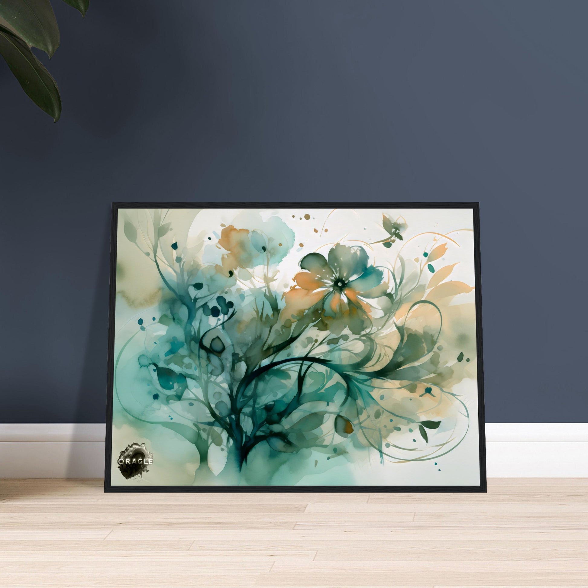 Blooming Tides: The Watercolor Flower Dance - Premium Matte Paper Wooden Framed Poster Gelato