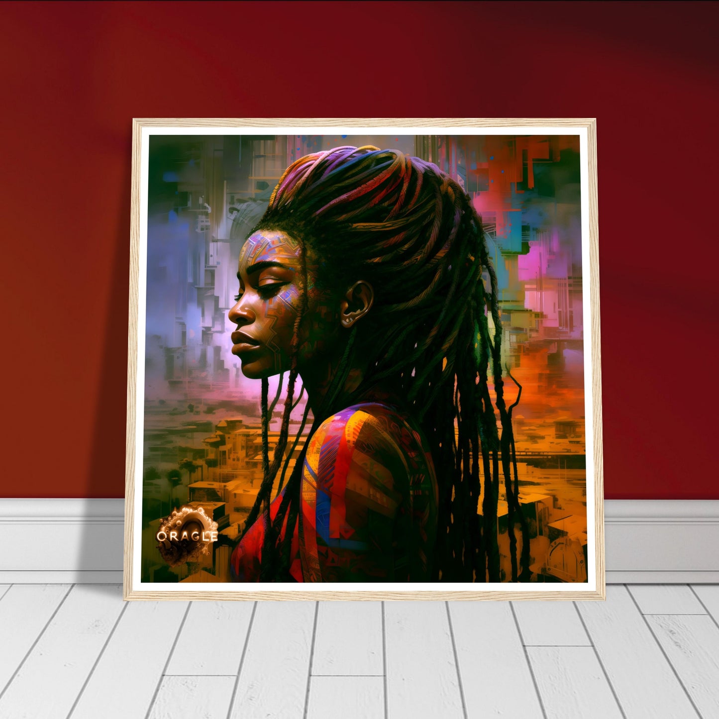 African Rapunzel: The Tale of Enchanting Tresses - Premium Matte Paper Wooden Framed Poster Gelato