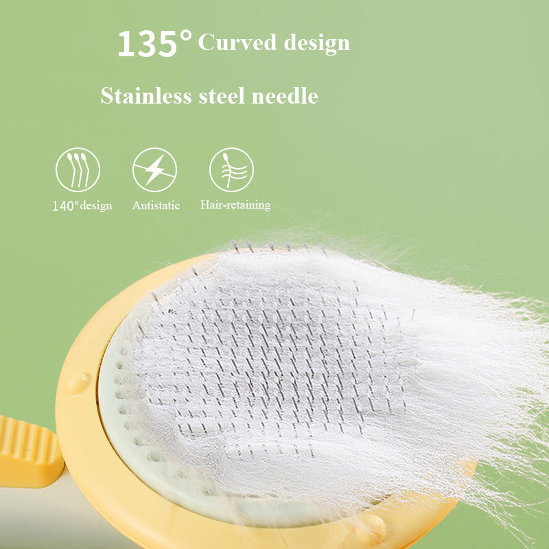 New Pet Cat Brush Hot Selling Hand-held Steel Wire Self-cleaning Comb Looper For Hair Removal The Artful Oracle