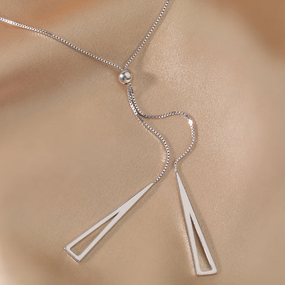 Sterling Silver Geometric Triangle Necklace for Women Adjustable Clavicle Chain Necklace Jewelry Gifts The Artful Oracle