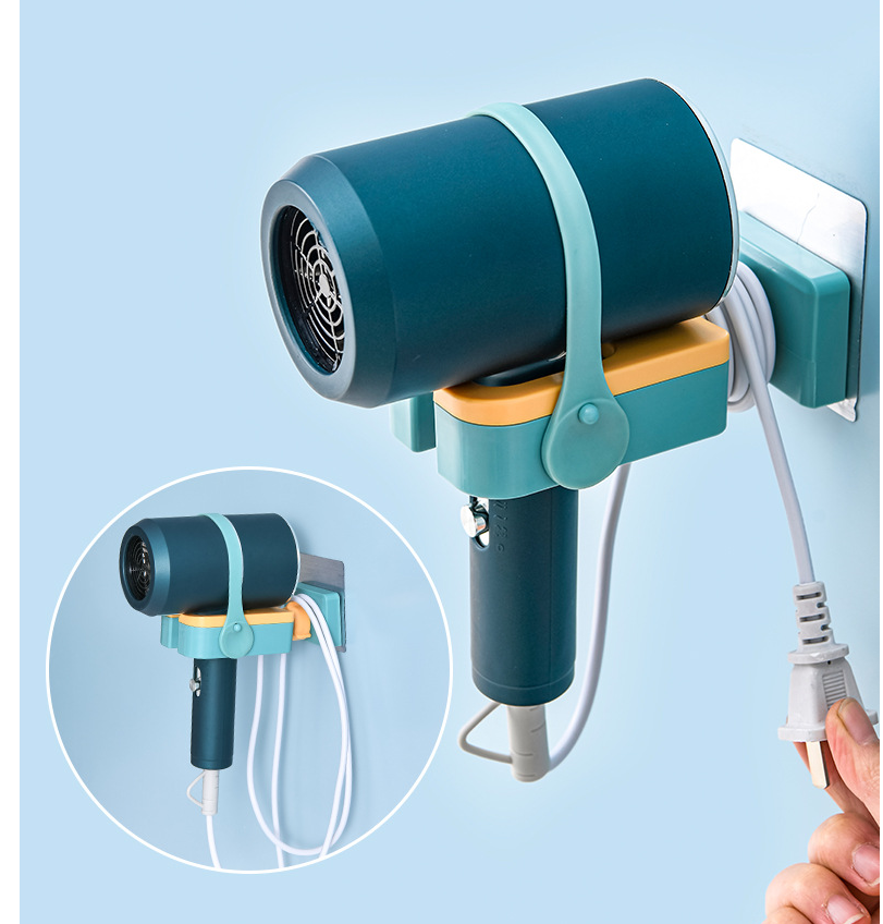 Hair Dryer Rack Toilet Wall-mounted Punch-free Woundable Multifunctional Blower Rack Bathroom Toilet Tools The Artful Oracle