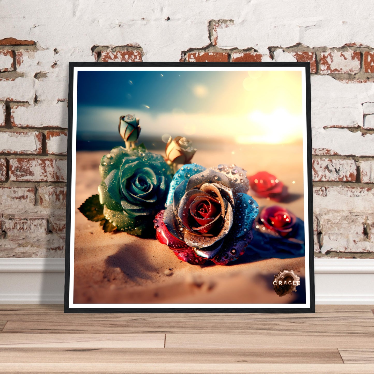 Seaside Serenade: A Rose's Embrace - Premium Matte Paper Wooden Framed Poster Gelato