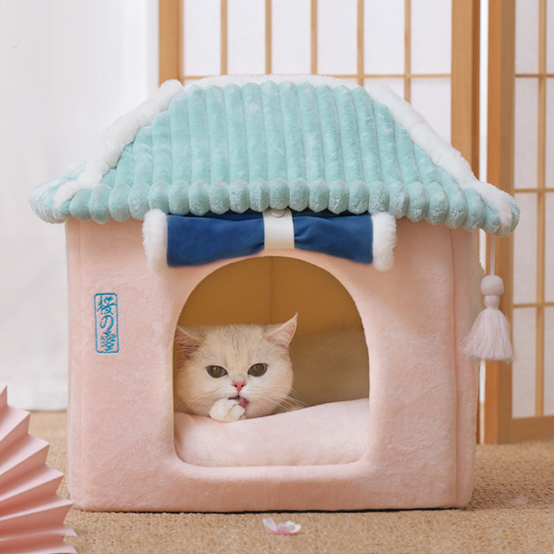 Cat House Removable And Washable Cat Bed Pet Supplies Enclosed Cat House Villa The Artful Oracle