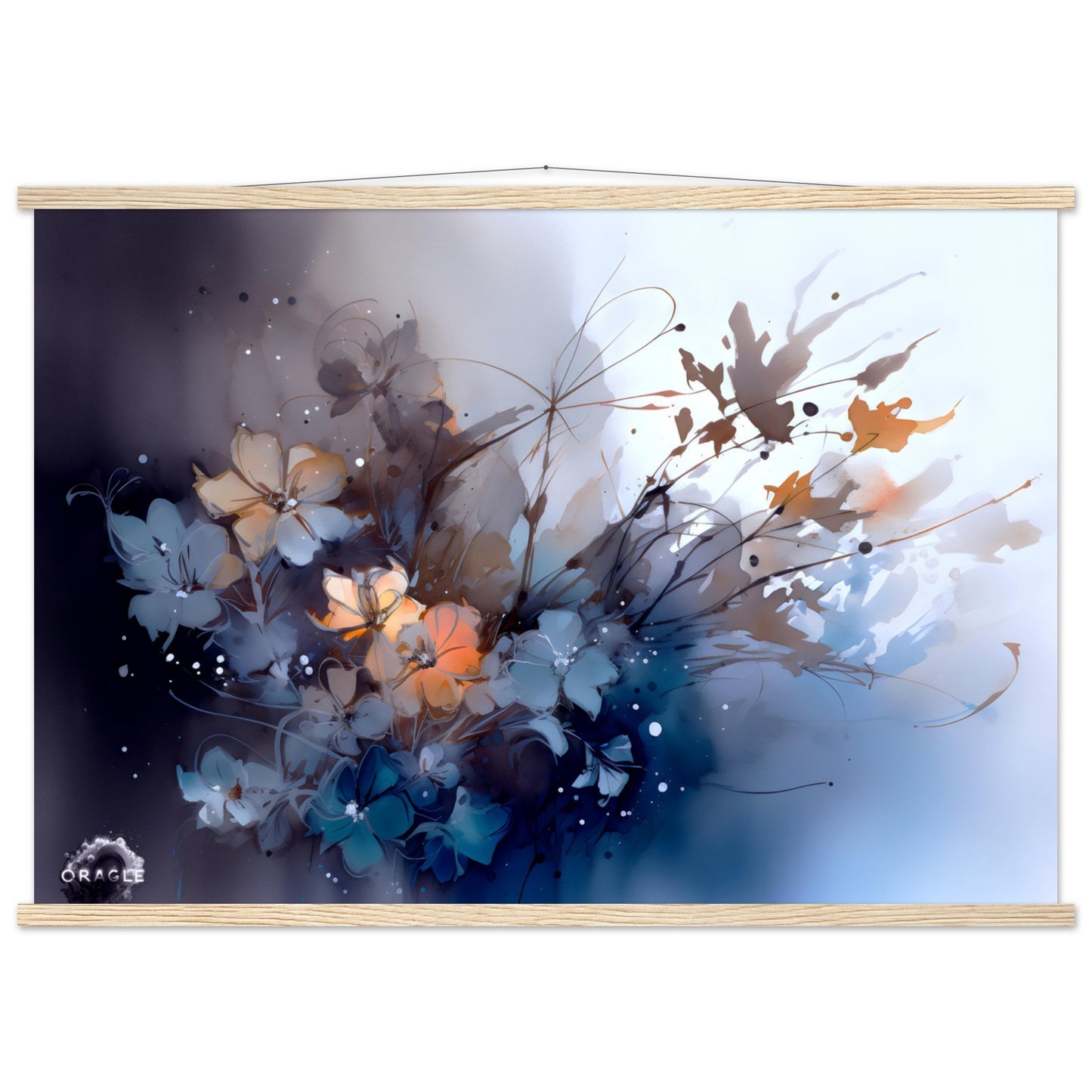 Aqua Blossoms: Watercolor Floral Splendor - Premium Matte Paper Poster with Hanger Gelato