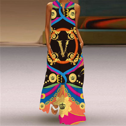 Women's Multi-color Long Sleeveless Dress The Artful Oracle