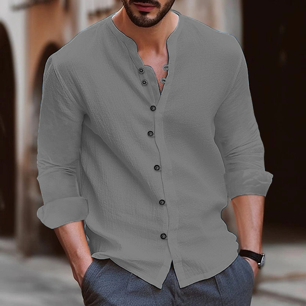 Men's Retro Cotton And Linen Casual Loose Long-sleeved Shirt The Artful Oracle