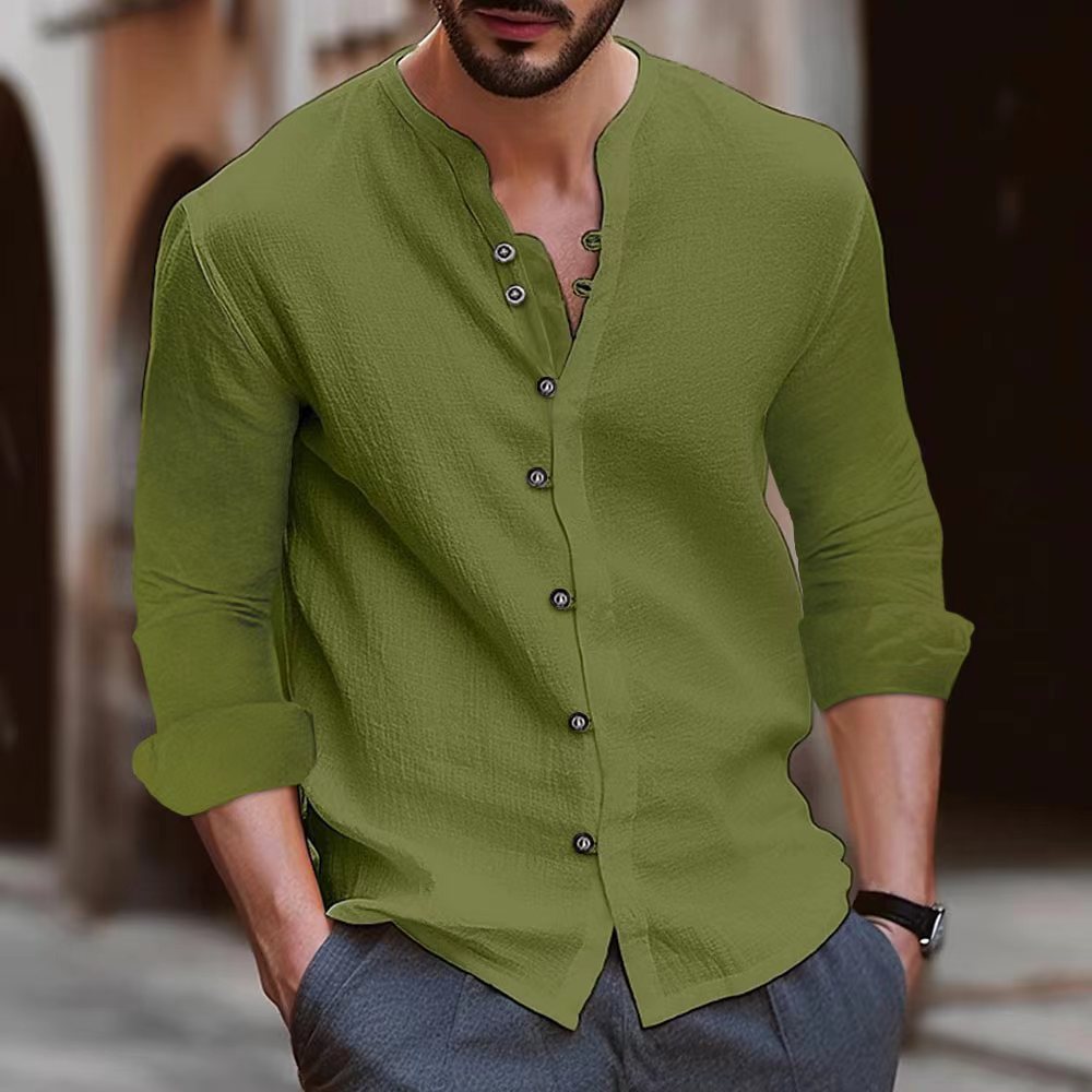 Men's Retro Cotton And Linen Casual Loose Long-sleeved Shirt The Artful Oracle