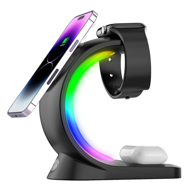 4 In 1 Magnetic Wireless Charger Fast Charging For Smart Phone Atmosphere Light Charging Station For Airpods Pro I-phone Watch The Artful Oracle