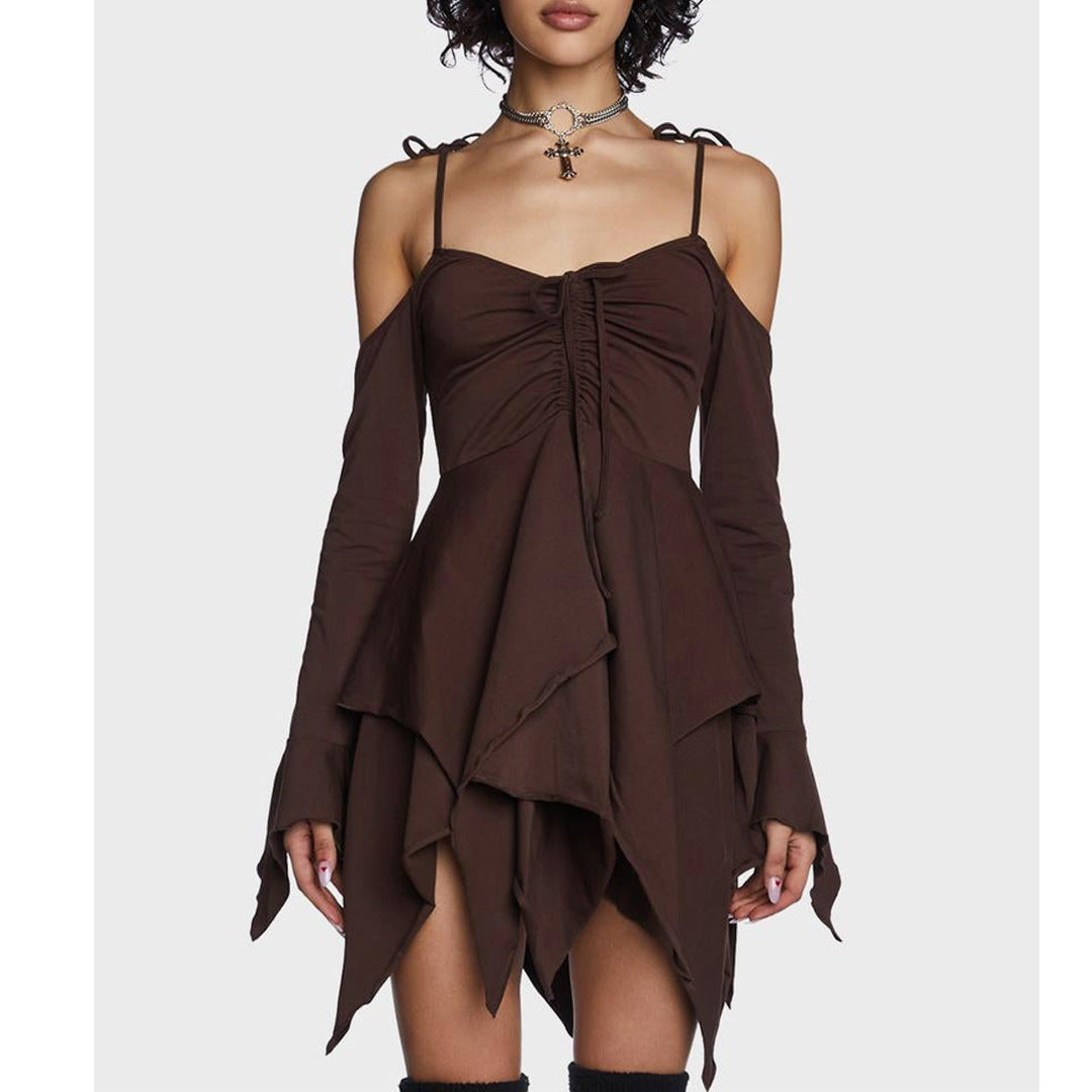 Pleating Halloween Performance Wear Irregular Spaghetti-strap Dress The Artful Oracle