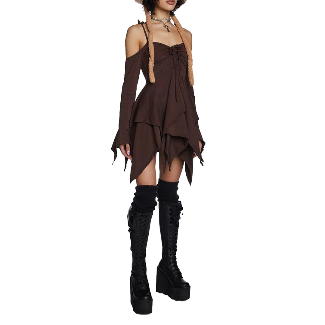 Pleating Halloween Performance Wear Irregular Spaghetti-strap Dress The Artful Oracle