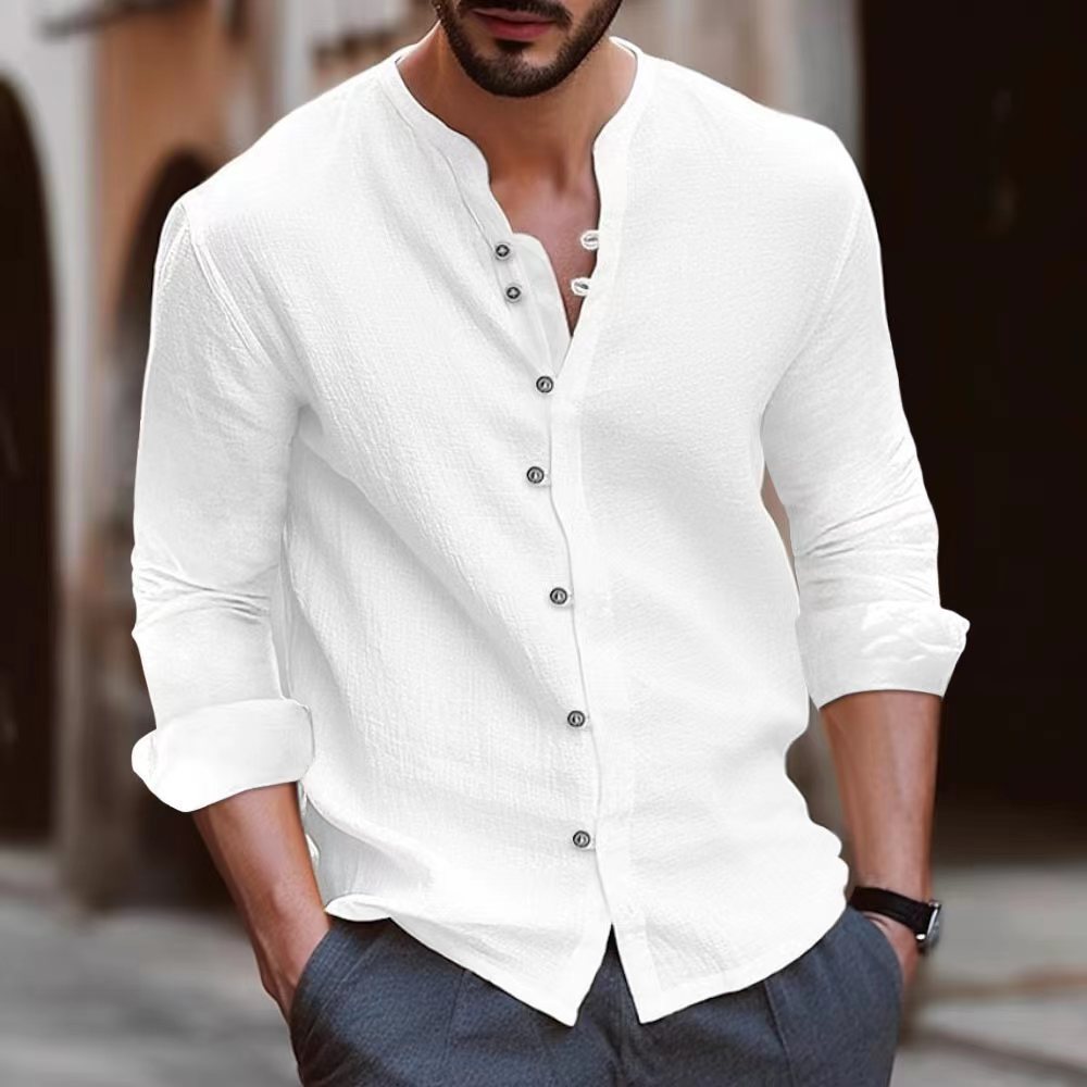 Men's Retro Cotton And Linen Casual Loose Long-sleeved Shirt The Artful Oracle