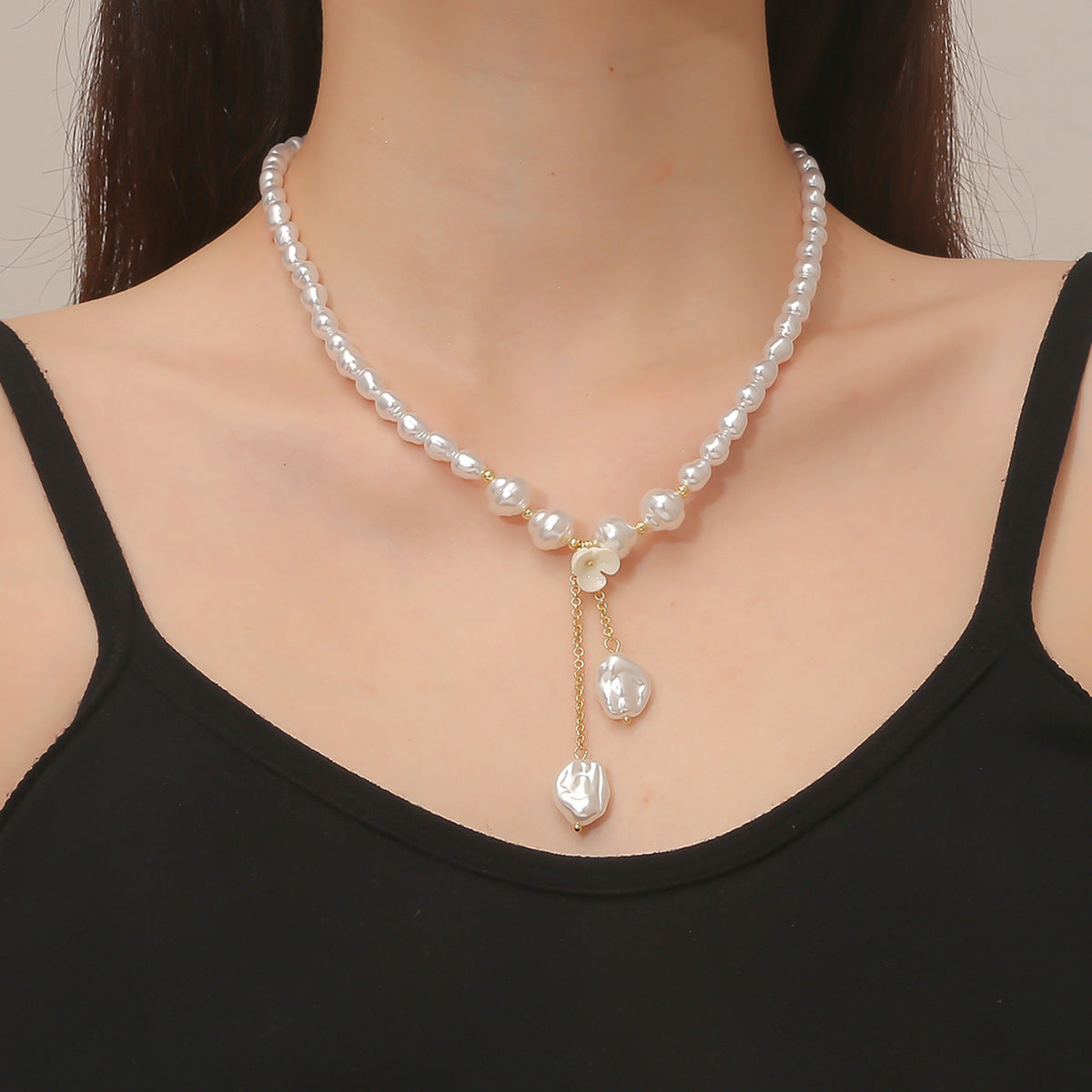 Women's Special-shaped Pearl Necklace Versatile French Advanced The Artful Oracle