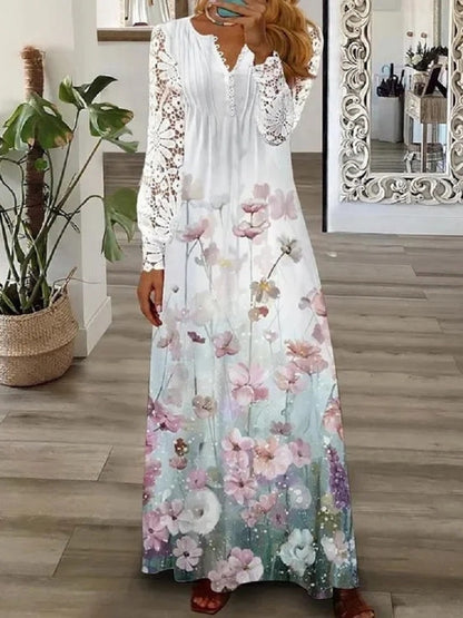 Women's Fashion Dignified Flowers Petal Sleeve Long Sleeve Dress The Artful Oracle