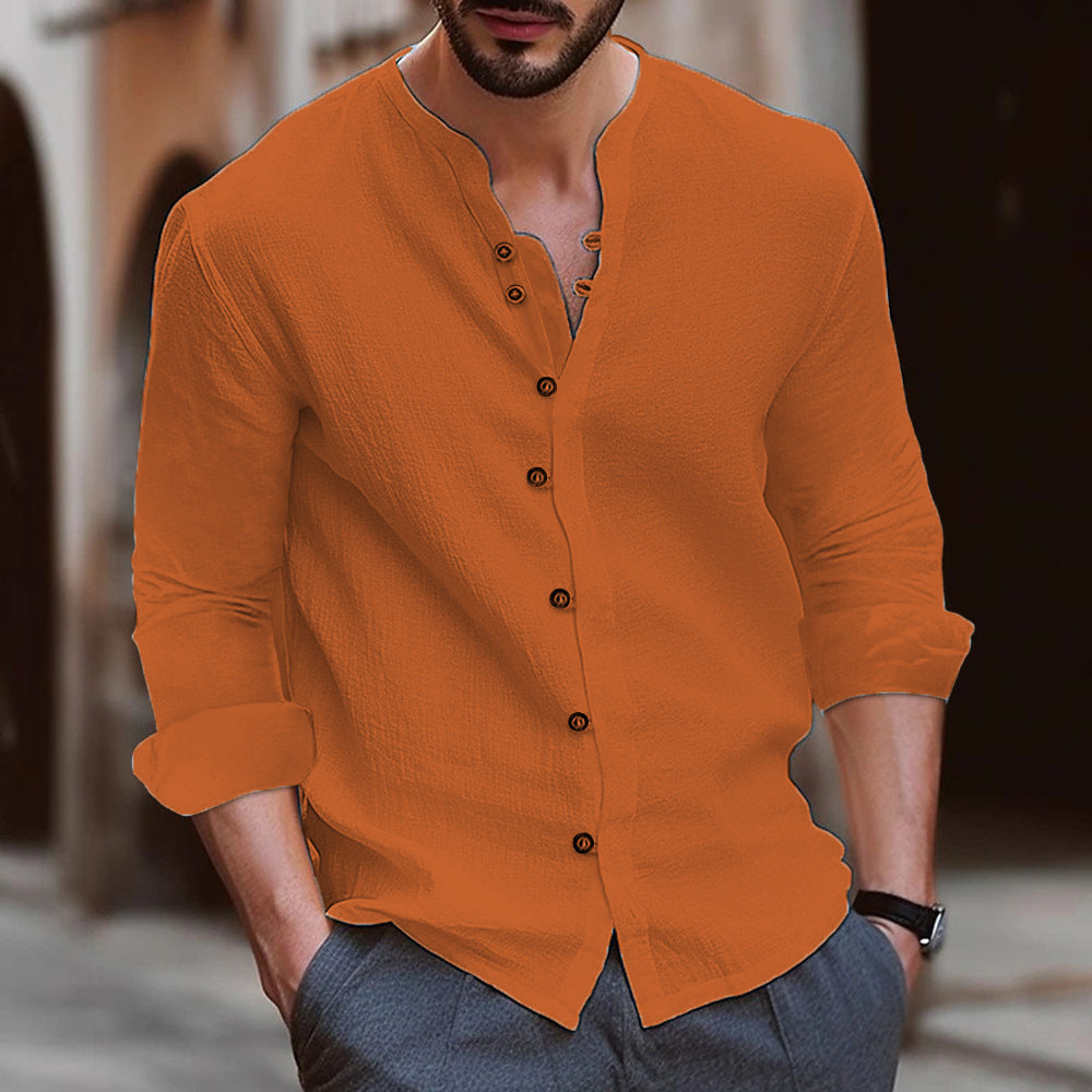 Men's Retro Cotton And Linen Casual Loose Long-sleeved Shirt The Artful Oracle