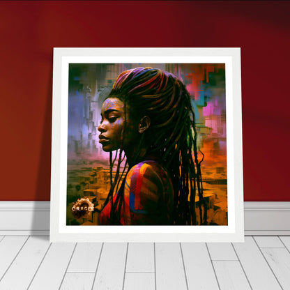 African Rapunzel: The Tale of Enchanting Tresses - Premium Matte Paper Wooden Framed Poster Gelato