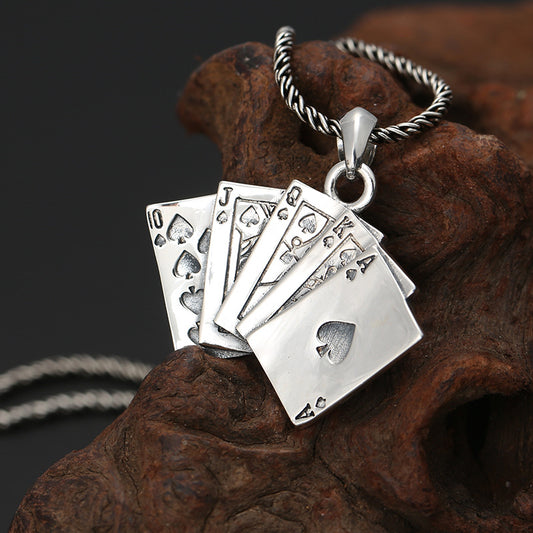 S925 Sterling Silver Pendant Jewelry Fashionable All-match Creative Flush Poker The Artful Oracle