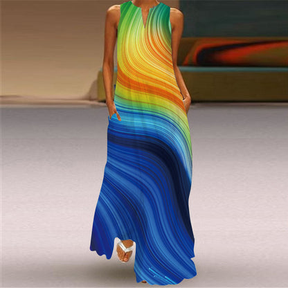 Women's Multi-color Long Sleeveless Dress The Artful Oracle